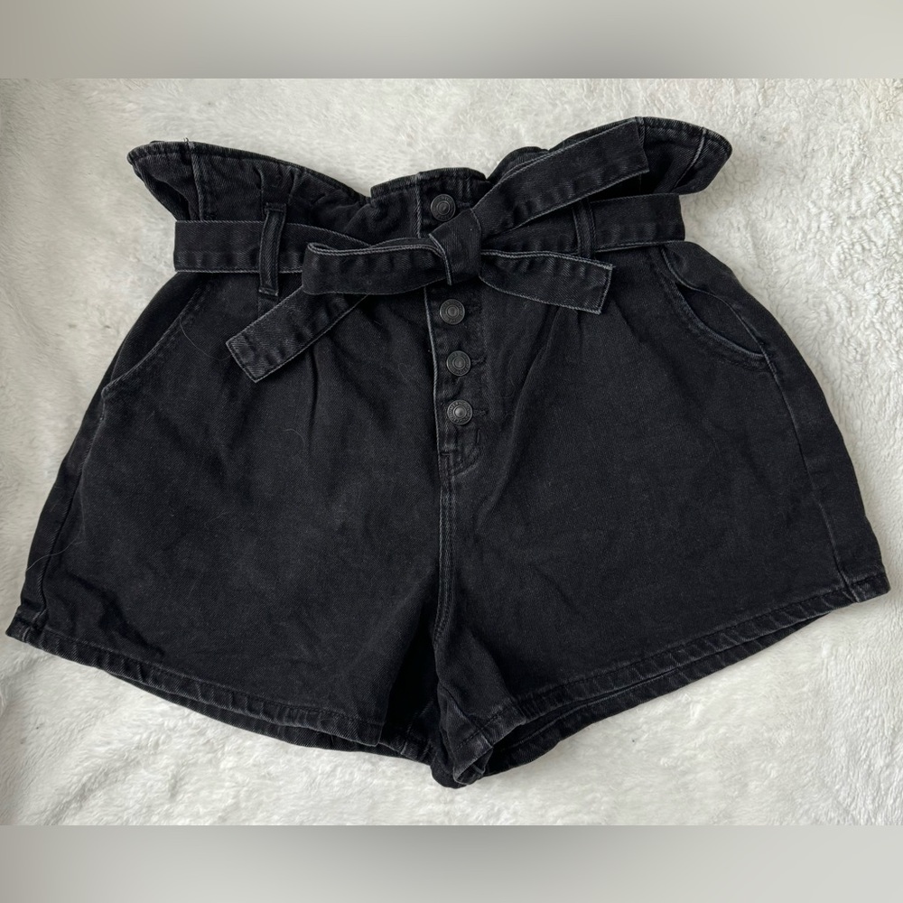 American Eagle Black Denim Mom Shorts